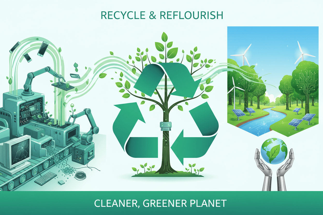 Responsible e-waste management supports a cleaner green planet.