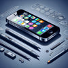 Apple iPhone 5s surrounded by drawing tools, showcasing features and design elements.