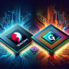 MediaTek vs Qualcomm: Comparing mobile processors with Qualcomm and MediaTek chipsets in a tech graphic.