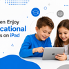 Children Enjoy Educational Games on iPad with two kids happily using an iPad.