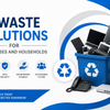 E-Waste Solutions For Businesses And Households in a visually appealing graphic with recycling symbol.