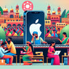 Illustration showing millions of Indians engaged with Apple products, highlighting the rise of iPhone popularity in India.