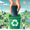 Illustration depicting the Eco-Tech Revolution with renewable energy technologies and recycling efforts for a sustainable future.