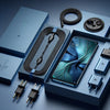 Xiaomi Poco M3 Pro 5G smartphone and accessories packaged in a stylish blue box.