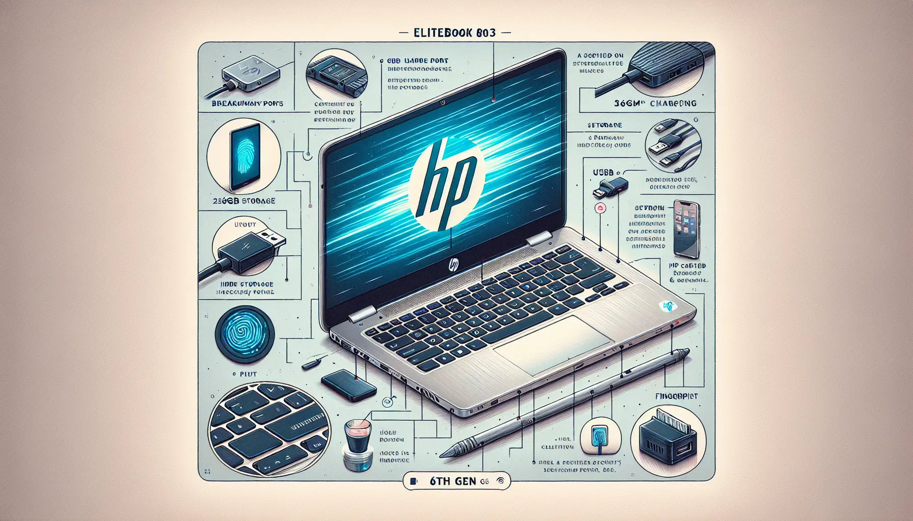 HP EliteBook 820 G3 I5, 6th Gen, 256GB, 8GB Ram