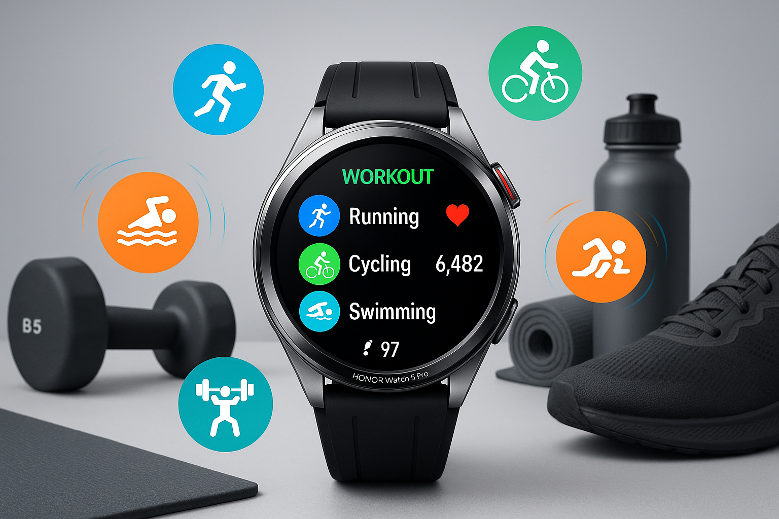 Honor Watch 5 Pro Fitness Modes: Track Workouts Daily
