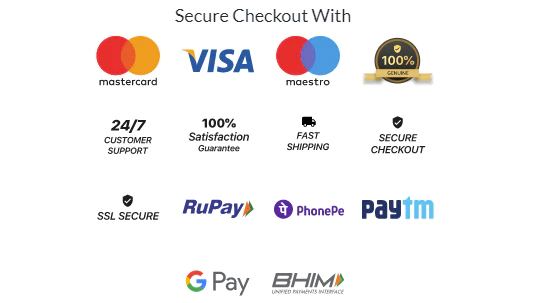 Payment Methods - Matercard, Visa, Masetro, Rupay, Phonepe, Paytm, Gpay, BHIM