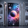 Artistic illustration showcasing the features of the iPhone 7 against a cosmic background.