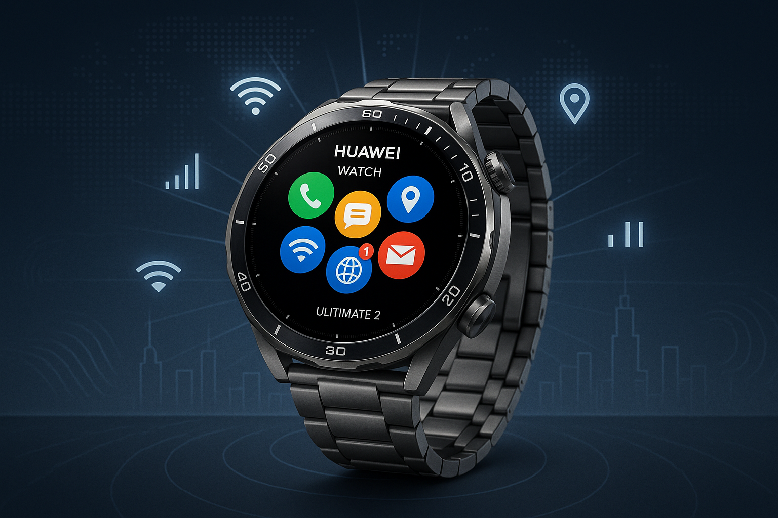 Stay connected anywhere with Huawei Watch Ultimate 2 smartwatch.