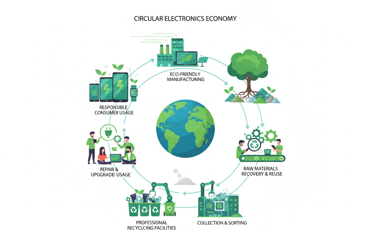 Sustainable electronics lifecycle reduces e-waste generation impact