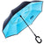 6211 Plain design Windproof Upside Down Reverse Umbrella with C-Shaped Handle